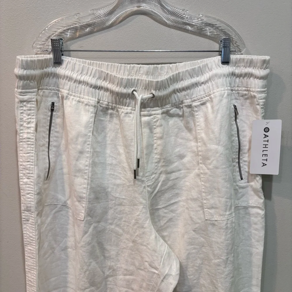 Athleta Cabo Linen Jogger White Pants Women’s Size 22 NEW